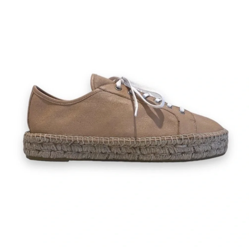 Aquatalia Cream Leather Lace Up Resortwear Beach Designer Casual Espadrilles 9